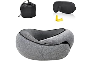 Fotiwesd Travel Pillow, Travel Neck Pillow, 360 Degree Comfort and Breathability, Airplane Travel Neck Pillow, Stowable U-Shaped Pillow (Grey)