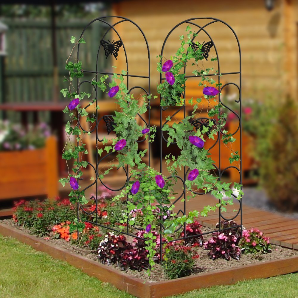 2 Pack Garden Trellis for Climbing Plant Butterfly Potted