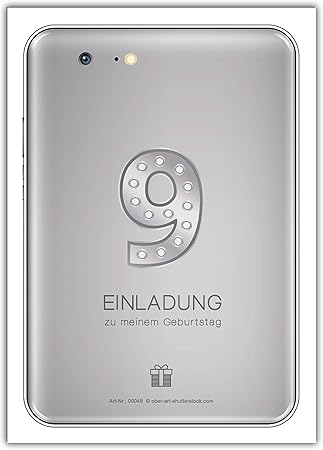 12 Einladungskarten Zum 9 Kindergeburtstag Madchen Jungen Tablet Einladungen Zum Neunten Geburtstag Amazon De Spielzeug
