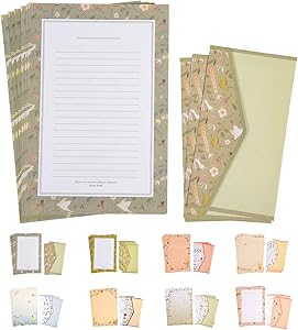 Stationery Paper And Envelopes Set -Lovely Cute Kawaii Spring Writing Stationery Paper Envelopes-48 Pack Stationery Paper and 24 Pack Envelopes (Flower A)