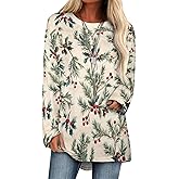 ZOCAVIA Ugly Christmas Shirts for Women Fashion Long Sleeve Crewneck Sweatshirts Casual Retro Graphic Pullover Tops Oversized