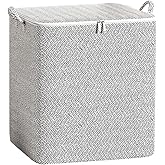 Unomor Large Capacity Clothing Storage Bag with Zipper and Handles Fabric Organizer for Blankets Quilts Bedding Storage Closet and Moving Use 22X22X22 Inches