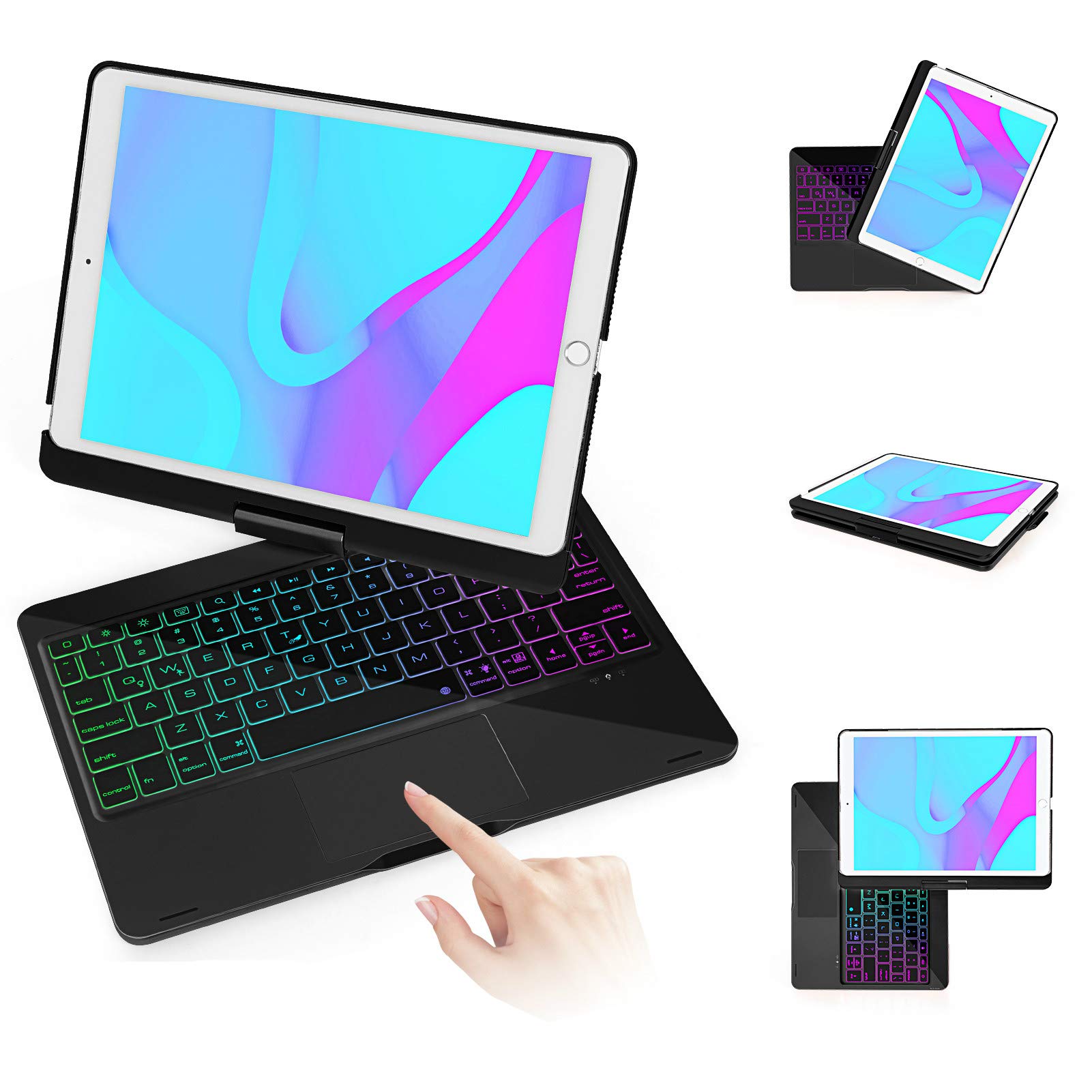 Touchpad iPad 8th Gen Case with Keyboard - iPad Keyboard 7 Gen, iPad Air 3, iPad Pro 10.5-2.4 inch B