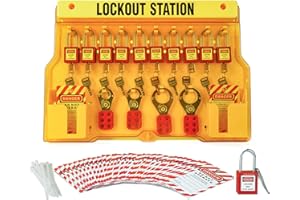 Boviisky Lockout Tagout Station with 11 Safety Padlocks, 4 Hasps, 40 Lockout Tags, 40 Nylon Ties, Lock Out Tag Out Kit Board for OSHA Compliance, 7062
