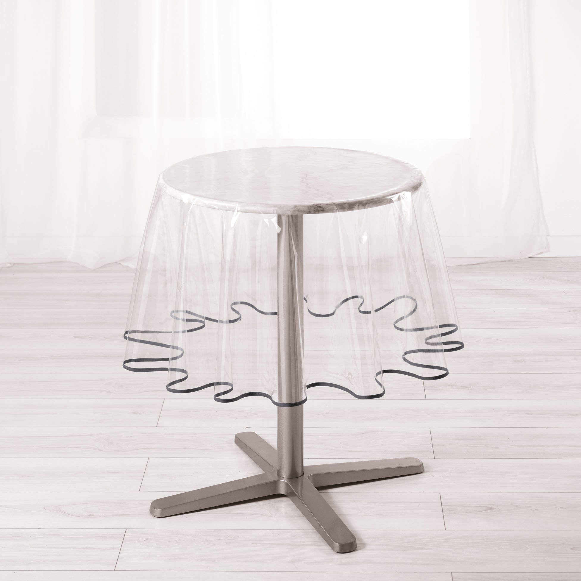 LIGNE DECOR 180 cm Plain Crystal 15/100E Garden Biais Round Tablecloth, Anthracite