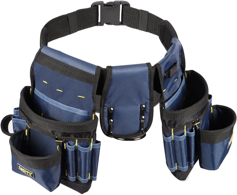 FASITE PTN012A 32-Pocket 2 Pouch Utility Multifunction Tool Belt Bag, Blue - - 