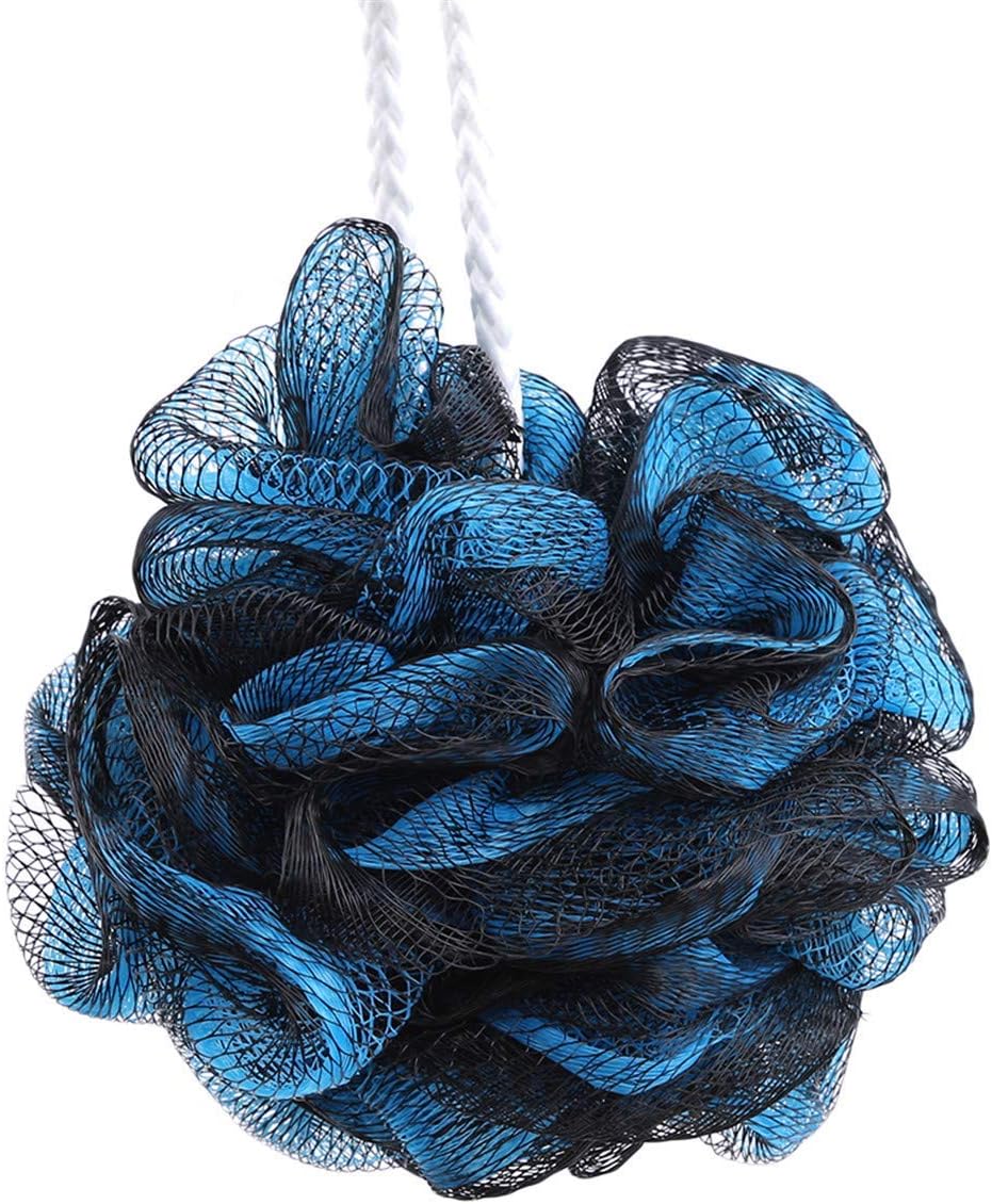 EJY Exfoliating Mesh Bath Shower Sponge Pouf Loofahs Mesh Brush Shower Ball (Blue)