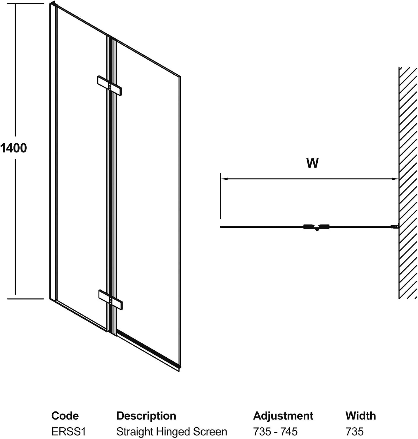 VeeBath SSF031 Fenwick 5mm Bifold Toughened Safety Glass Bath Screen Folding Shower Panel Chrome - 1400x750mm - Image 4