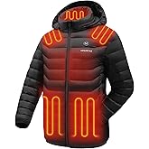 Venustas Unisex Heated Jacket with Battery Pack, Lightweight Water-Resistant Heated Coat for Women & Men with Detachable Hood