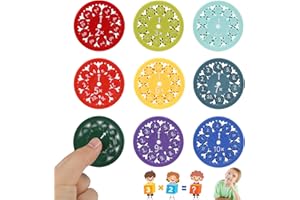 ENLOPQ 9PCS Premium Math Fidget Spinners - Smooth Spinning Interactive Math Fidget Toy for Kids - Multiplication & Division Math Facts Fidget Spinners to Relieve Stress and Fun Learning