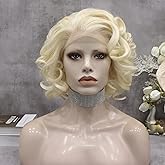 Imstyle Blonde Curly Synthetic Wig Heat Resistant Celebrity Costume Cosplay Short Lace Wig