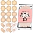 YIUERTEO 60 Pieces Pasties Nipple Covers - Disposable Nipple Petals, Nipple Stickers Beige, Medium
