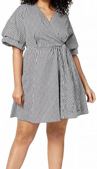 checkered wrap dress