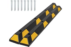 2 Pack 72" Heavy Duty Rubber Parking Curb with Reflective Stripes - 44,000 LBS Capacity Wheel Stopper for Garage, Driveway & 