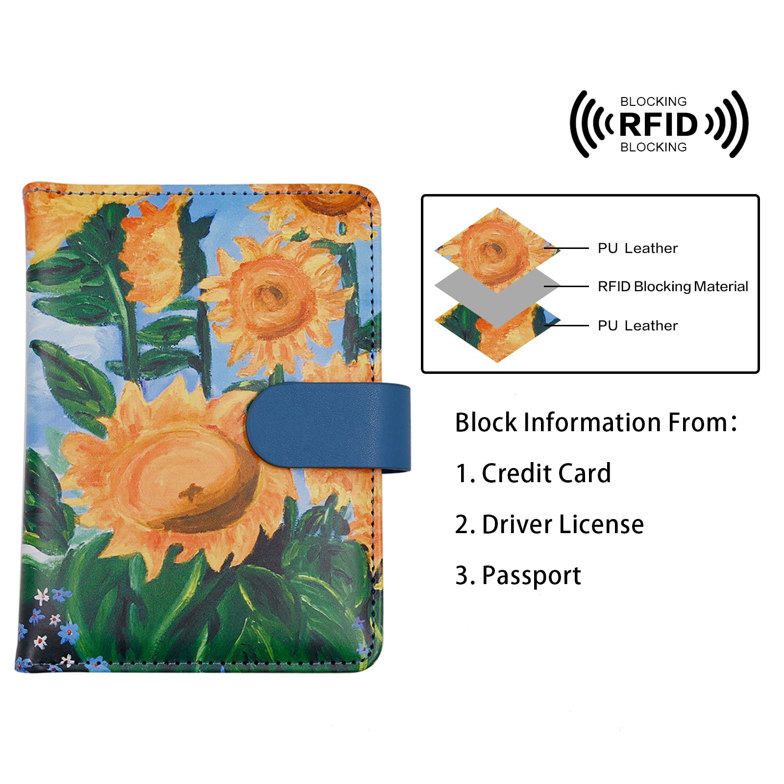 Melsbrinna Rfid Passport Holder for Travel women/Men, Cute Passport Wallet Rfid Blocking Card Slots, Rfid Passport Cover/CaseTravel Wallet, Passport Book Holder (1, Blue2)