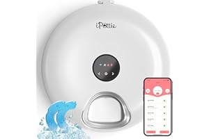 [Stainless Steel Tray Version] iPettie Donut Frost WiFi 6 Meal Automatic Wet Food Feeder with Ice Packs for Senior and Weak Pets, App Control Programmable Timer, Holds 6 x ½ lb. of Food, White