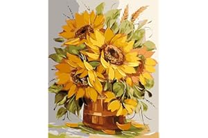KICHANG Paint by Number Kit for Adults - DIY Acrylic Art on Canvas 15.7x19.6in - Sunflower Home Decor Gift