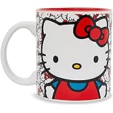 Hello Kitty Sanrio Allover Faces Ceramic Mug | BPA-Free Large Coffee Cup For Espresso, Tea | Holds 20 Ounces