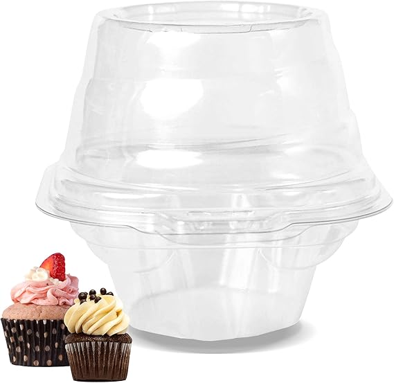 Bambee 50pcs Plastic Cupcake Containers Clear Individual