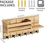 SWTYMIKI Wall Key Holder with Shelf Mail Organizer Brown 6 Hooks view 2