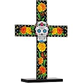 Thyle Large Day of The Dead Cross Dia De Los Muertos Decorations, S | Ofrenda Cross Decorations, Dia De Los Muertos Cross Table Top Decorations, Dia De Muertos Altar