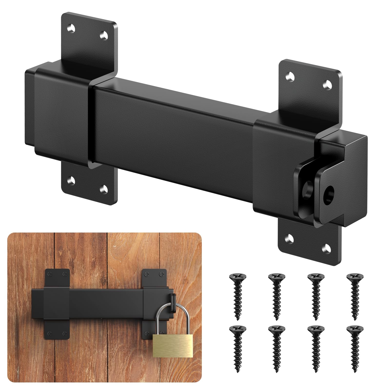 Photo 1 of Aglehome 7.5" Slide Gate Latch with Padlock Hole, Adjustable Gate Latch for Wooden Fence, Heavy Duty Gate Latch for Sliding and Swing Open Door,Barn Door,Outdoor Fence,Shed,Yard,Cottages