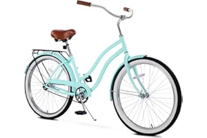Cyclist Sawyer Beach Cruiser Bike, 26 Inch Adults Bicycle for Women, Single-Speed Coaster Brakewith Rear Basket, Recommended Height 5'3" to 6'2", Cruiser Bicycle Suitable for Women