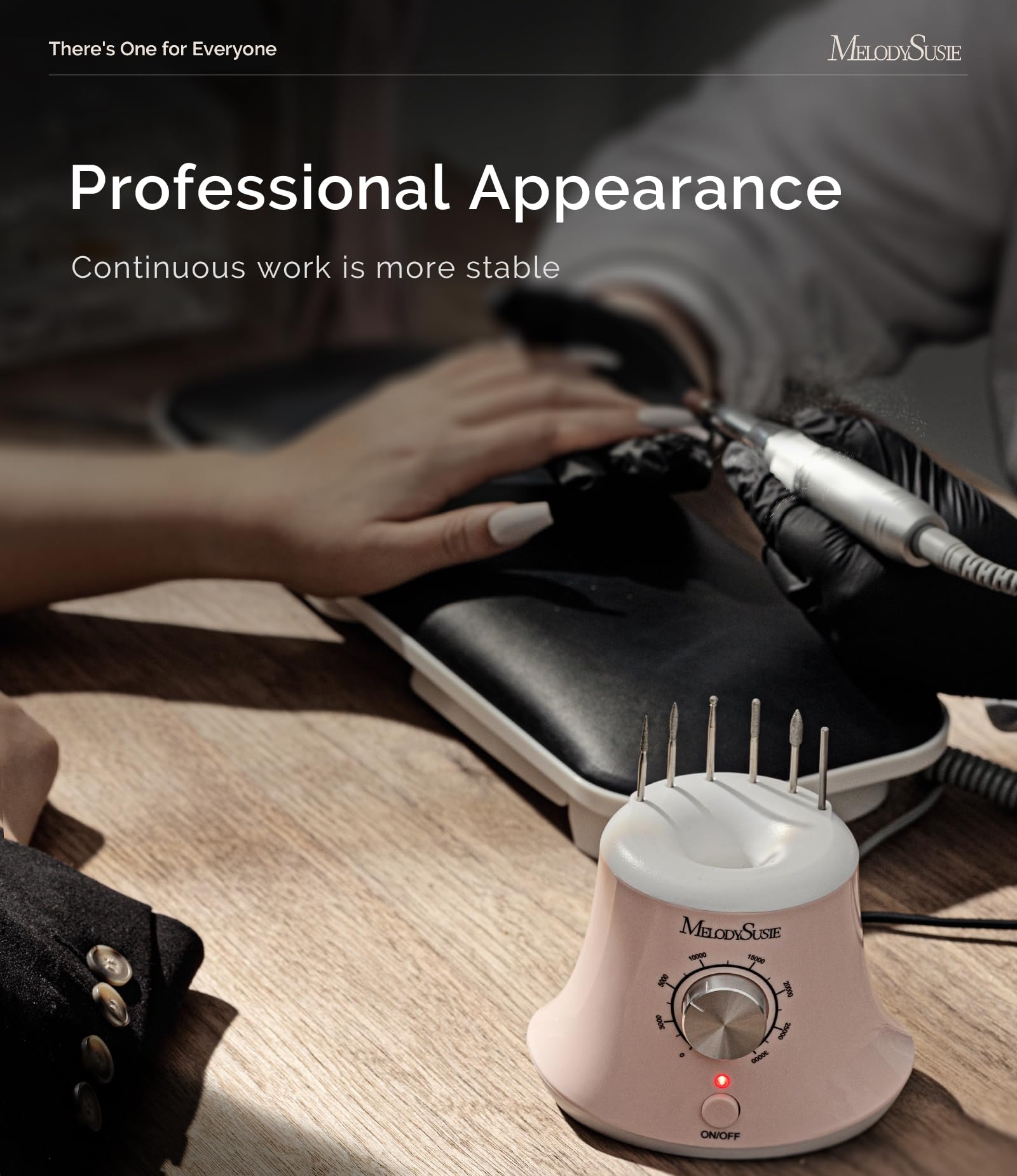 MelodySusie Electric Nail Drill with Foot Pedal, 30000RPM Professional Nail File Bits & Sanding Bands Kit for Acrylic & Gel Nails, Efile Nail Drill Set for Manicure Pedicure Polishing, Scarlet Pink - Image 3