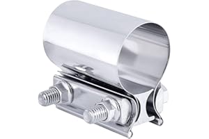 Seutmrou Butt Joint Exhaust Clamp Sleeve Band, Stainless Steel Muffler Pipe Clamp, 2.0 Inch Car Exhaust Pipe Clamp Band Clamp