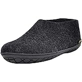 Glerups 100% quality wool mix Shoe Slipper with rubber sole - Unisex - Charcoal (Black rubber)