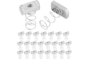 QWORK Strut Channel Nuts with Long Spring – 3/8"-16 Thread, 8mm Thick, 25 Pack，Zinc Electroplate Finish – Enhanced Corrosion 