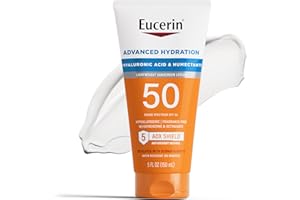 Eucerin Sun Advanced Hydration SPF 50 Sunscreen Lotion, Lightweight Sunscreen with Hyaluronic Acid and Humectants, Hypoallergenic, Fragrance Free, No Oxybenzone or Octinoxate, 5 Fl Oz Tube