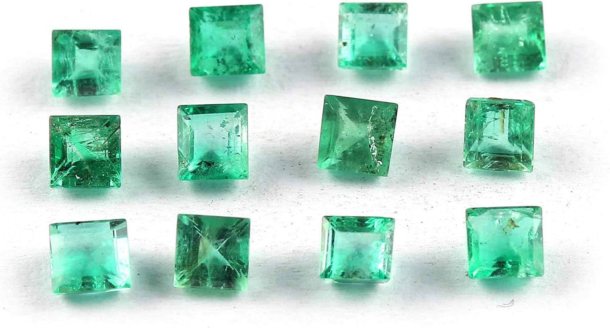 Natural green zambian emerald AAA quality 2mm calibrated size faceted square shape looose gemstone for jewelery making