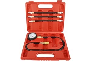 8MILELAKE Engine Cylinders Diagnostic Tester Compression Gauge Test Set with 4 Long Reach Hoses M10 M12 M14