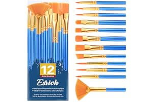 ESRICH Paint Brushes Set,1pack/12pcs Nylon Hair Round-Pointed Tip Acrylic Paint Brushes for Watercolor Oil Rock Face Painting,12 Sizes Paint Brush for All Purposes Kids Adult Arts Painting Brush Kits.