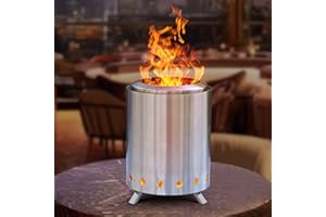 Goallim Tabletop Fire Pit with Stand, Portable Fire Pit for Outside Patio, Mini Smokeless Fire Pit Fueled by Wood/Pellets; SS304 Clean & Safe Burning Small Fire Pit for S'more, Camping with Travel Bag