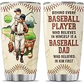 JENOIS For Cup Fathers Tumblers Day Women Coffee, Tumbler 20 Oz With Lid And Straw, Baseball Gifts, Baseball Player Dad