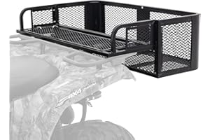 Titan Ramps Rear ATV Cargo Carrier Basket 150 lb Capacity Universal Storage Rack, Steel Mesh Surface