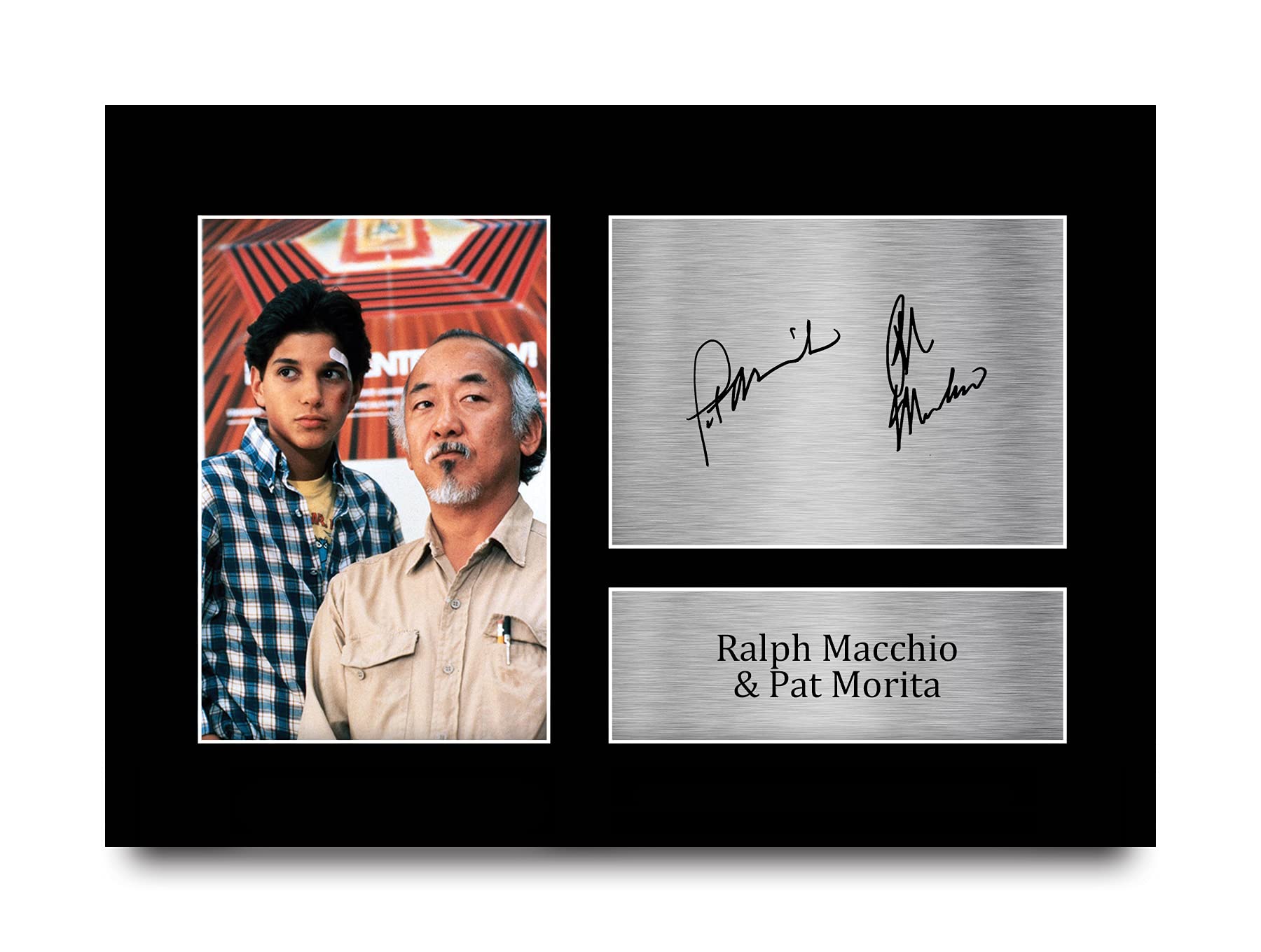 HWC Trading A4 Ralph Macchio & Pat Morita The Karate Kid Daniel, Mr Miyagi Gifts Printed Signed Autograph Picture for Movie Memorabilia Fans