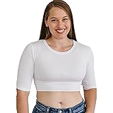 Crew Neck Elbow-Sleeve Crop Tee | Stretch Layering Top, Lightweight Form-Fitting Design for Women & Teens | XS - 6X| HALFTEE