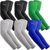 YQXCC 6 Pairs Arm Sleeves | Cooling UV Sun Protection | Sports Compression Sleeves | for Men Women