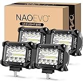 NAOEVO 4 Inch LED Pod Lights, 240W 24,000LM LED Fog/Driving/Off Road Lights with Spot Flood Combo, Cube Pods for Truck Boat A