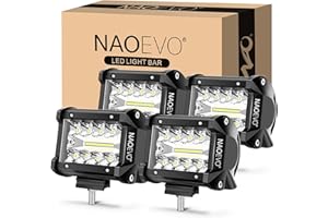 NAOEVO 4 Inch LED Pod Lights, 240W 24,000LM LED Fog/Driving/Off Road Lights with Spot Flood Combo, Cube Pods for Truck Boat ATV UTV Pickup, 4 Pcs (White)