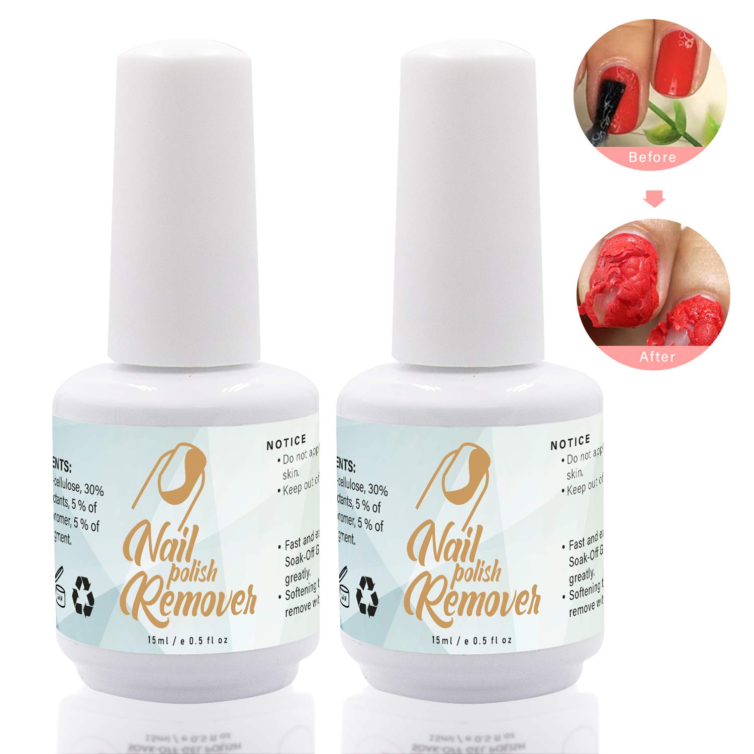 Reazeal 2pcs Magic Nail Polish Remover, Removes Soak-Off Gel Nail Polish, Easily & Quickly, Professional Non-Irritating Nail Polish Remover : Beauty