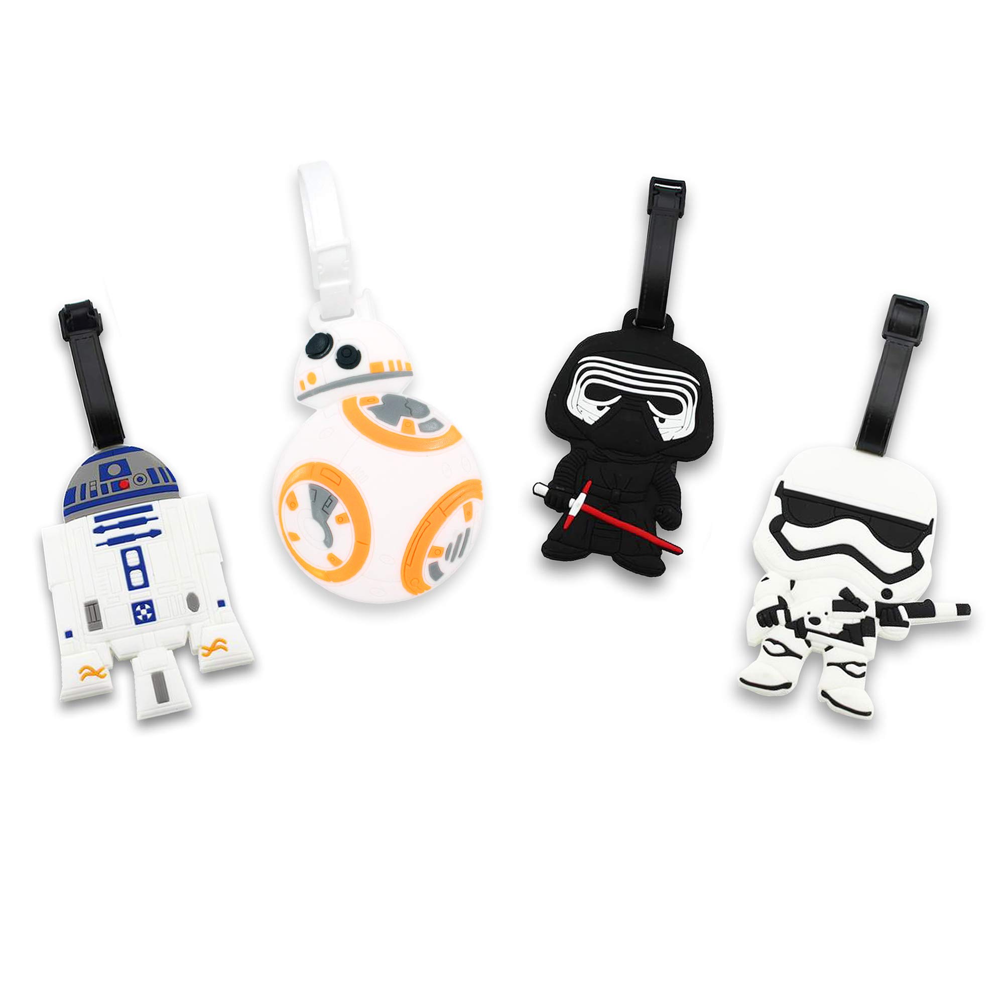 Photo 1 of 4 Pcs Set Star Wars Kylo Ren BB8 Stormtrooper R2D2 Silicone Travel Luggage Baggage Identification Labels ID Tag for Bag Suitcase Plane Cruise Ships with Belt Strap