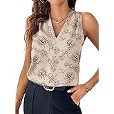 EVALESS Women's Pleated V Neck Sleeveless Tank Top