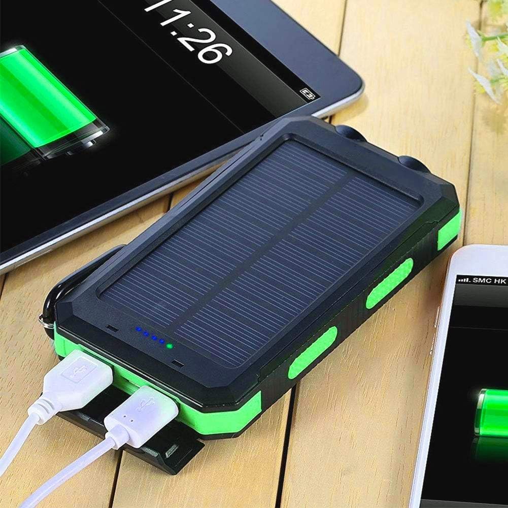 Solar Charger, 20000mAh Solar Power Bank Portable Charger for Camping External Battery Backup Charger with Dual 2 USB Port/LED Flashlights for All Smartphone, Tablet and Android Cellphone