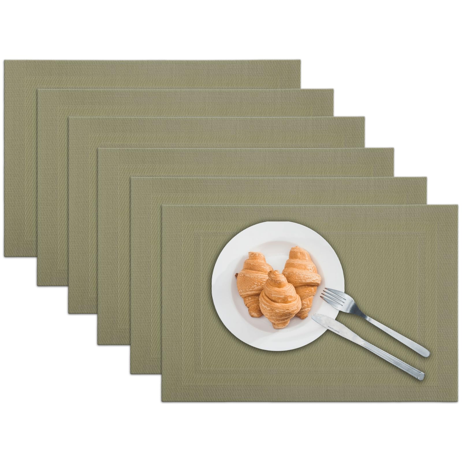 marysgift Placemats Set of 6 with Non Slip Heat Resistant Washable Place Mat for Kitchen Home Restaurant Dining Table 30 x 45cm, Green1