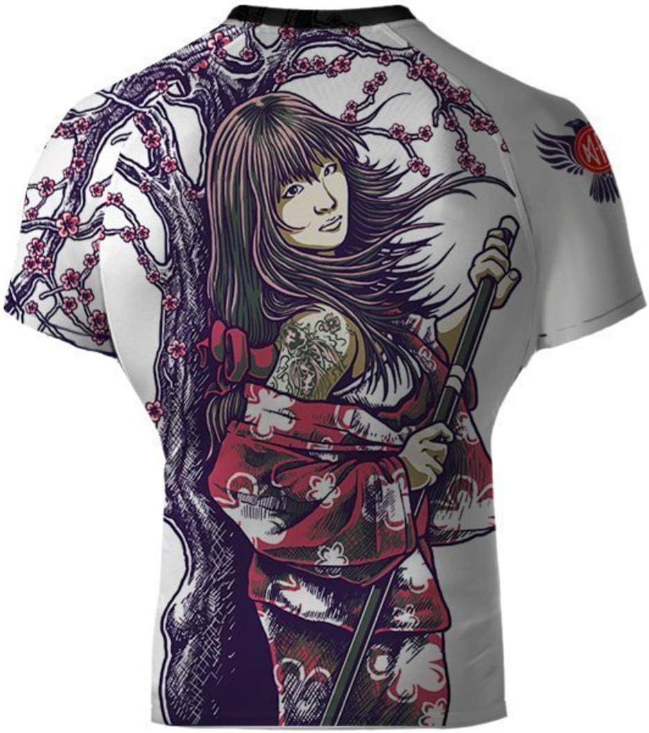 Raven Fightwear Sakura Rash Guard Men's Compression Tight Base Layer No-Gi MMA BJJ Grappling Fitness Workout