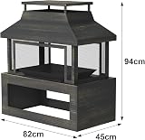 Neo Black Steel Outdoor Garden Log Burner Fire Pit Heater with Log Store view 9